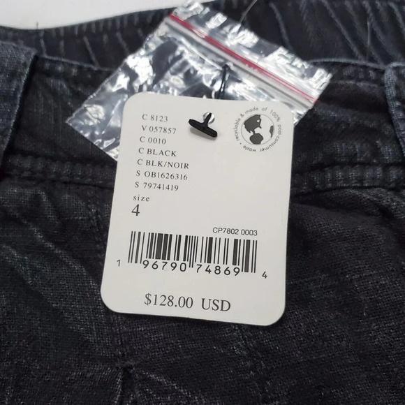 NWT Free People size 4 Linen Trouser Black Wide Leg - Picture 8 of 10